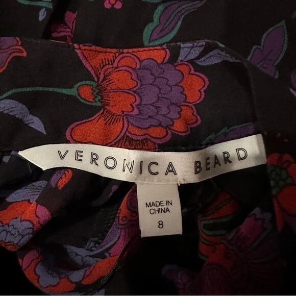 Veronica Beard Cicely Silk Multicolor‎ Floral Print Long Sleeve Blouse Sz 8 - Picture 7 of 9